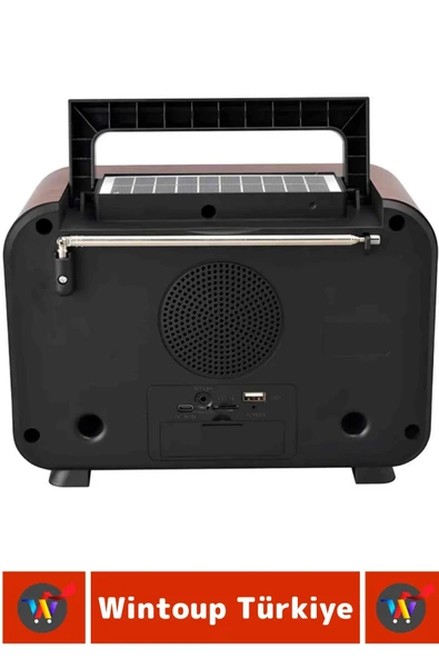 Dekoratif Hediyelik Solar Şarjlı Bluetooth Wireless USB TF Card FM Şömine Görünümlü Nostaljik Radyo - 4