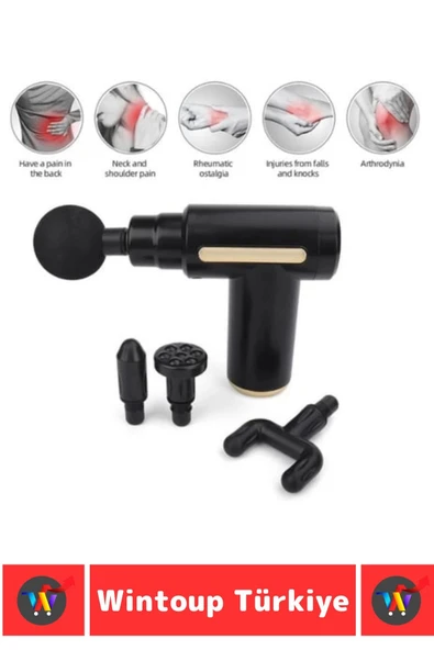 Premium 4 Başlıklı 6 Hız Ayarı Kas Gevşetici Spor Gündelik Şarjlı Darbeli Titreşimli Masaj Tabancası - 2