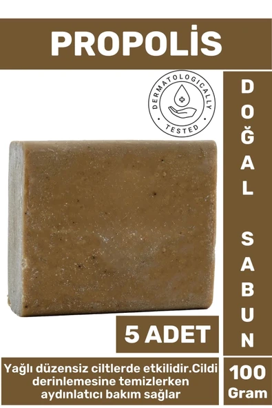 Özel Üretim Doğal Cilt Temizleyici Parlatıcı Nem Dengeleyici Yaşlanma Karşıtı Propolis Sabunu 5 Adet