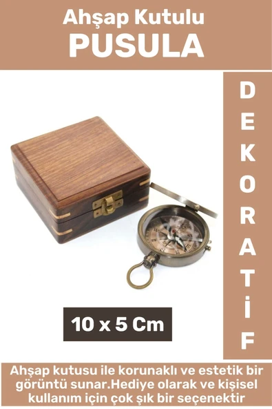 Premium Seri Erkek Arkadaşa Sevgiliye Baba Özel Dekoratif Hediyelik Koleksiyon Ahşap Kutulu PUSULA ürün görseli