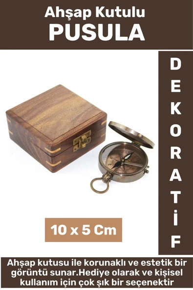 Yeni Seri Erkek Arkadaşa Sevgiliye Baba Özel Dekoratif Hediyelik Koleksiyon Ahşap Kutulu PUSULA ürün görseli