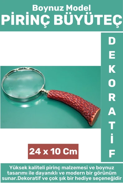 Premium Dekoratif Ev Ofis Hediyelik Çok Şık Yüksek Kaliteli Boynuz Model Pirinç BÜYÜTEÇ