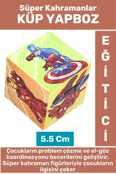 Premium El Göz Koordinasyon Geliştirici Eğitici Eğlenceli Süper Kahraman Figürlü Çocuk KÜP YAPBOZ ürün görseli