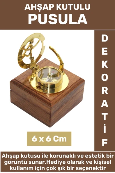 Premium Yüksek Kaliteli Erkek Arkadaş Sevgiliye Hediyelik Dekoratif Çok Şık Ahşap Kutulu PUSULA