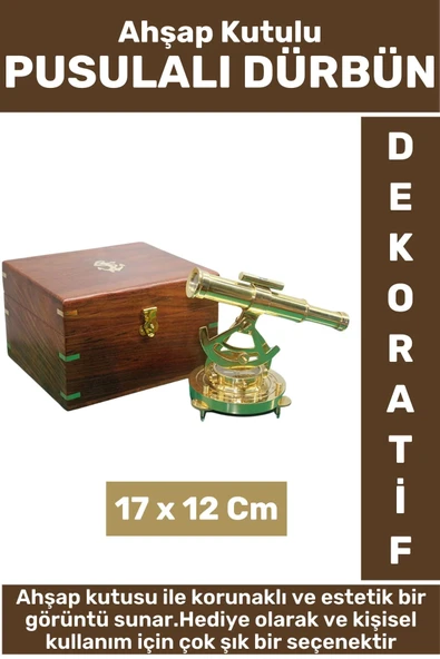 Premium Erkek Arkadaş Sevgili Baba Özel Hediyelik Dekoratif Koleksiyon Ahşap Kutulu PUSULALI DÜRBÜN ürün görseli