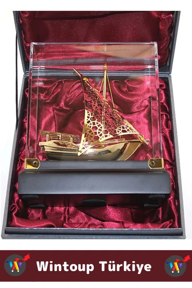 Premium Ev Ofis Dekoratif Koleksiyon Çok Şık Hediyelik Denizci Temalı Özel Kutulu Pirinç GEMİ - 2