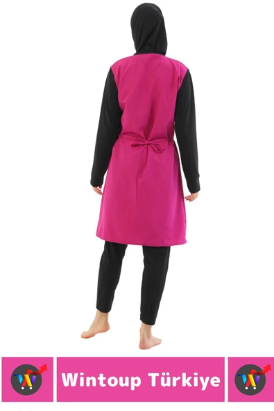 Özel Üretim Yüksek Kaliteli Konforlu Fermuarlı Taytlı Tam Kapalı Deniz Havuz Yüzücü TESETTÜR MAYO - 4