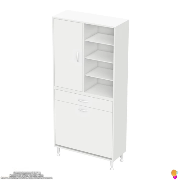 Modilayn AFRA 85x173x32,5cm 1 Çekmece, 2 Göz Sepet, 1 Kapak, 8 Raf Dar Alan Banyo Dolabı - Resim 7