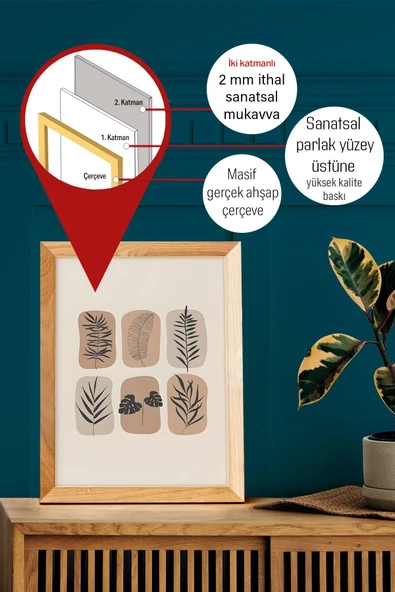 Gerçek Ahşap Çerçeveli 3 Parça 3D ahşap Tablo Seti - 3