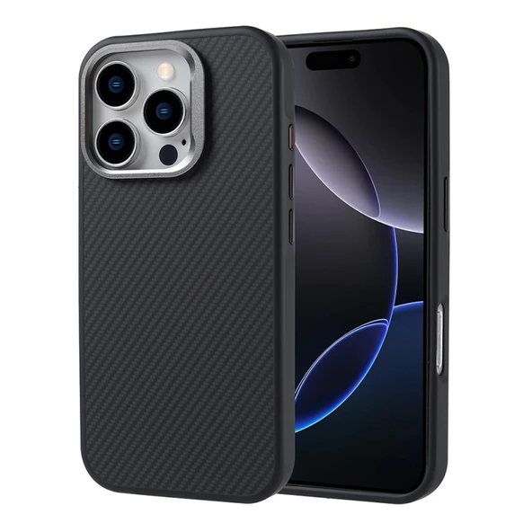 Peeq iPhone 15 Pro Max Nexus Kılıf Magsafe Şarj Özellikli Karbon Fiber Görünümlü Lüx Kapak - 2