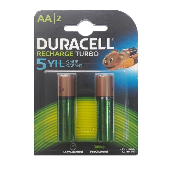 Duracell Şarj Edilebilir Kalem Pil 2&apos;Lİ AA 2500 mAh