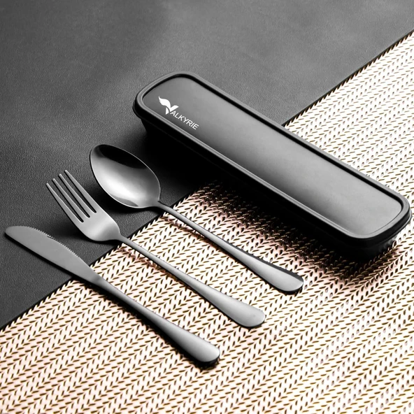 Valkyrie Kutulu Yolculuk Çatal Bıçak Kaşık Seti Ofis Restaurant Okul Kamp 1. Sınıf Paslanmaz Çelik C3403 - 2