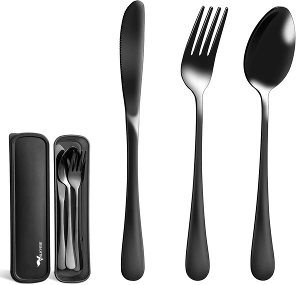 Valkyrie Kutulu Yolculuk Çatal Bıçak Kaşık Seti Ofis Restaurant Okul Kamp 1. Sınıf Paslanmaz Çelik C3403 - 6