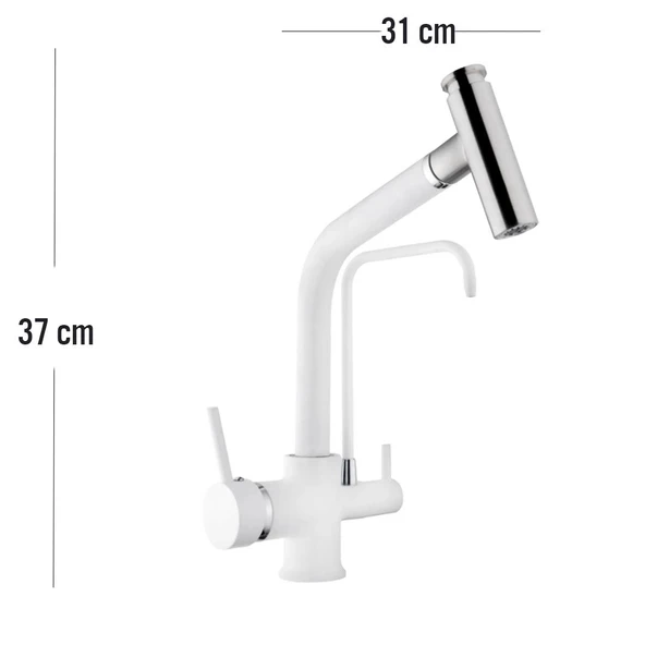 Venita Beyaz Spiralli Arıtmalı Mutfak Batarya Çift Fonksiyonlu - Resim 2