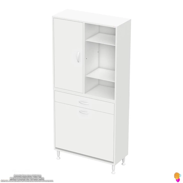 Modilayn AFRA 80x173x32,5cm 1 Çekmece, 2 Göz Sepet, 1 Kapak, 6 Raf Dar Alan Banyo Dolabı - Resim 6