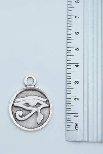 Ra'nın Gözü Madalyon Gümüş Kaplama Örme Zincir Kolye - Resim 3