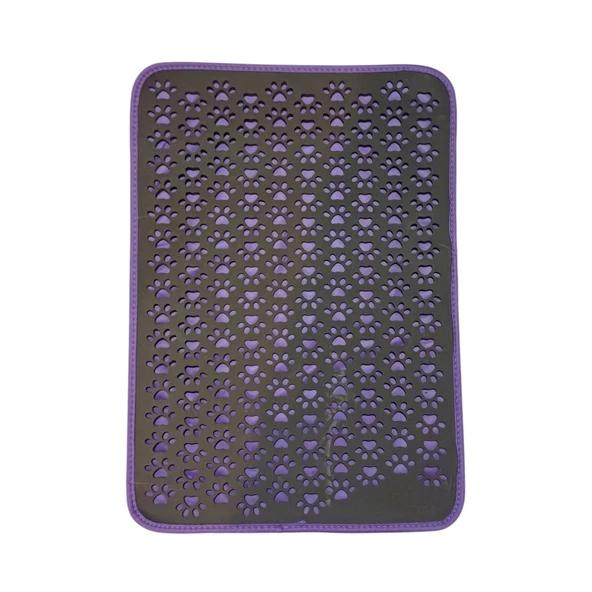 Kedi Kumu Paspası Kedi Tuvalet Önü Paspası Elekli Paspas Tuvaleti 70*50 cm Mama Halısı Mor