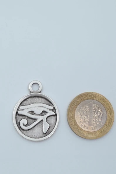 Ra'nın Gözü Madalyon Gümüş Kaplama Örme Zincir Kolye - Resim 4