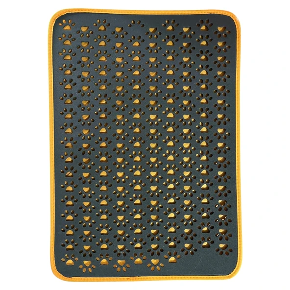 Kedi Kumu Paspası Kedi Tuvalet Önü Paspası Elekli Paspas Tuvaleti 70*50 cm Mama Halısı Sarı