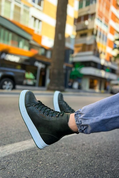 Pabucmarketi Bağcıklı Erkek Sneaker Bot Haki - 2