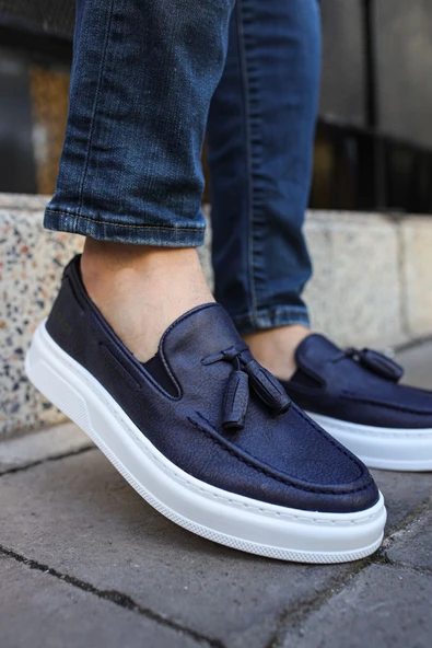 Pabucmarketi Püsküllü Loafer Erkek Ayakkabı Lacivert - 2