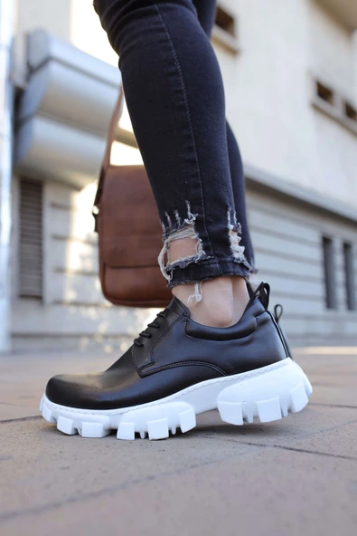 Pabucmarketi Bağcıklı Yüksek Taban Erkek Günlük Ayakkabı Siyah - Resim 2