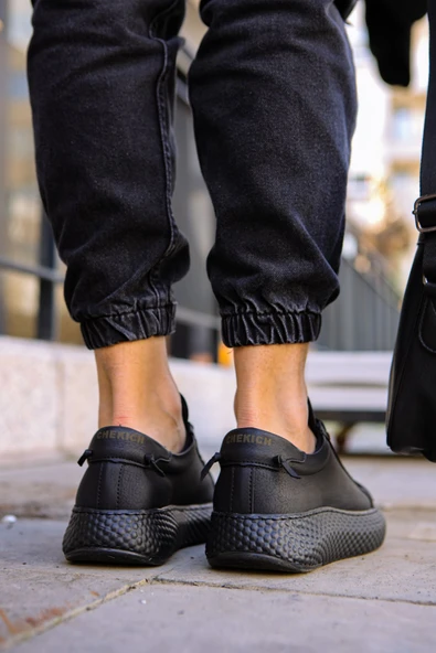 Pabucmarketi Bağcıklı Erkek Günlük Ayakkabı Siyah Siyah - Resim 2