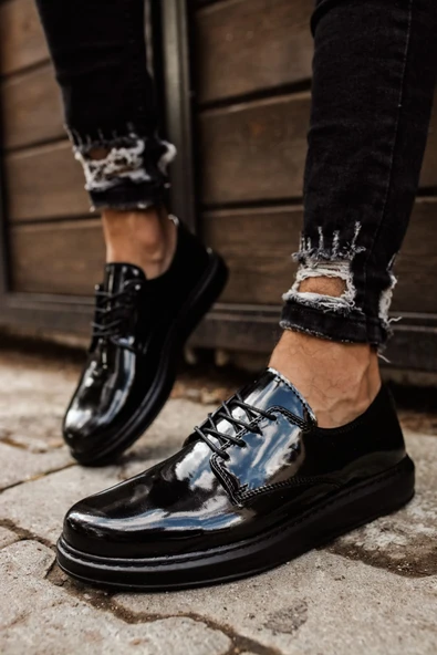 Pabucmarketi Bağcıklı Erkek Günlük Ayakkabı Siyah - Resim 3