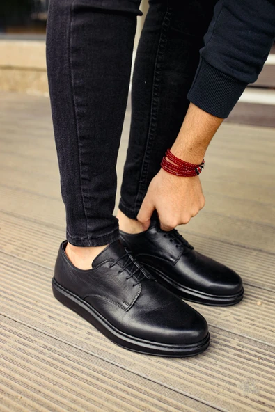 Pabucmarketi Bağcıklı Erkek Günlük Ayakkabı Siyah - Resim 5