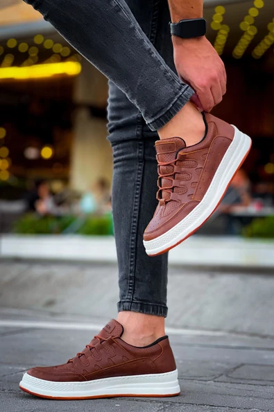 Pabucmarketi Bağcık Detaylı Erkek Spor Ayakkabı Taba - Resim 2