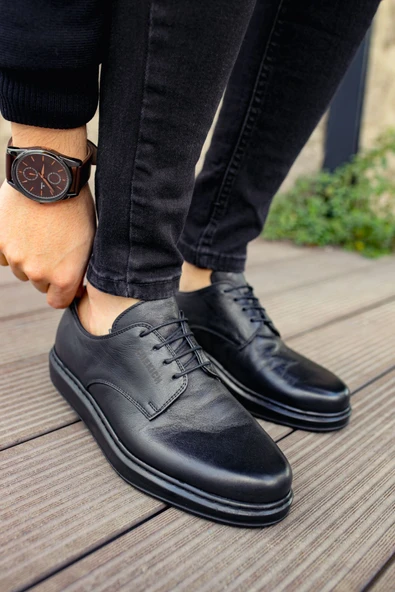 Pabucmarketi Bağcıklı Erkek Günlük Ayakkabı Siyah - Resim 3