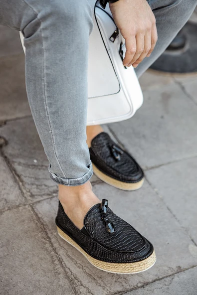 Pabucmarketi Püsküllü Erkek Günlük Ayakkabı Siyah - Resim 2