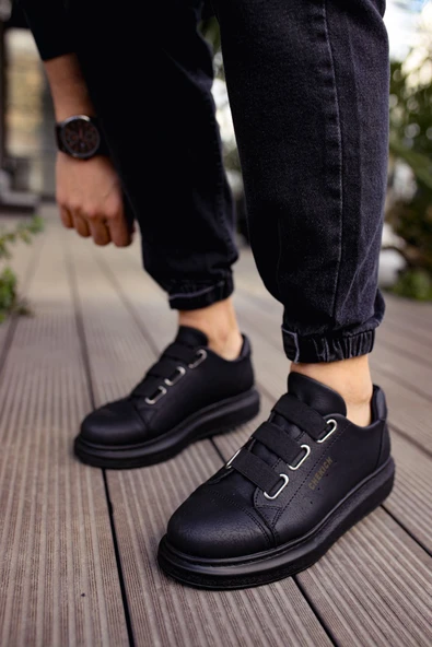 Pabucmarketi Lastikli Erkek Spor Ayakkabı Siyah - Resim 3