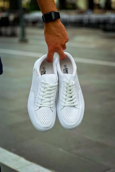 Pabucmarketi Bağcıklı Erkek Günlük Ayakkabı Beyaz - Resim 8