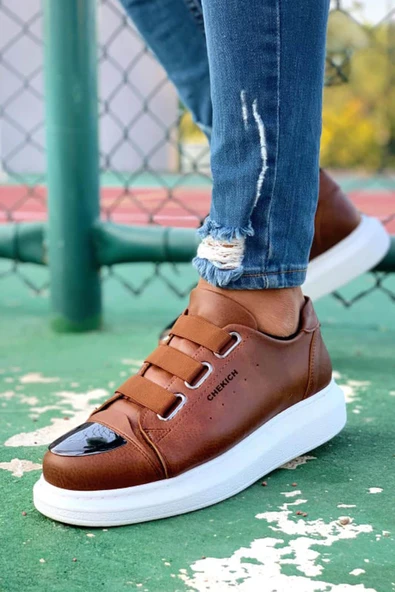 Pabucmarketi Lastikli Erkek Spor Ayakkabı Taba