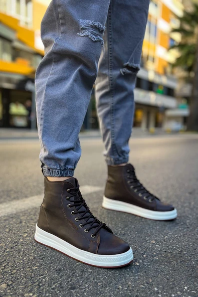 Pabucmarketi Bağcıklı Erkek Sneaker Bot Kahve