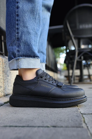 Pabucmarketi Bağcıklı Cırt Detaylı Erkek Günlük Ayakkabı Siyah - Resim 3