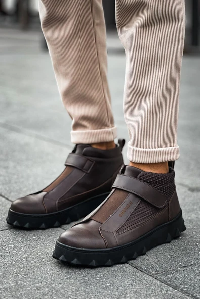 Pabucmarketi Cırtlı Erkek Sneaker Bot Kahve - Resim 3