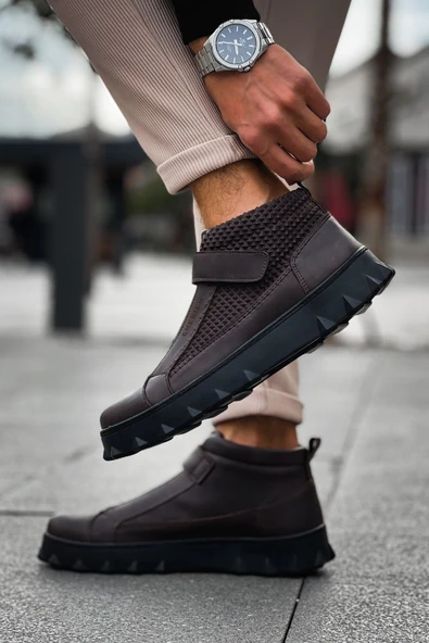 Pabucmarketi Cırtlı Erkek Sneaker Bot Kahve - Resim 4