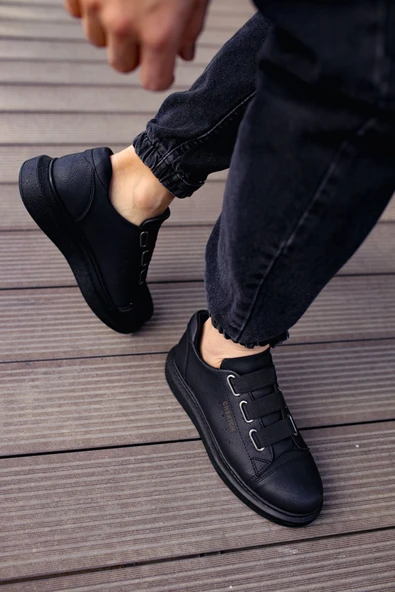 Pabucmarketi Lastikli Erkek Spor Ayakkabı Siyah - Resim 4