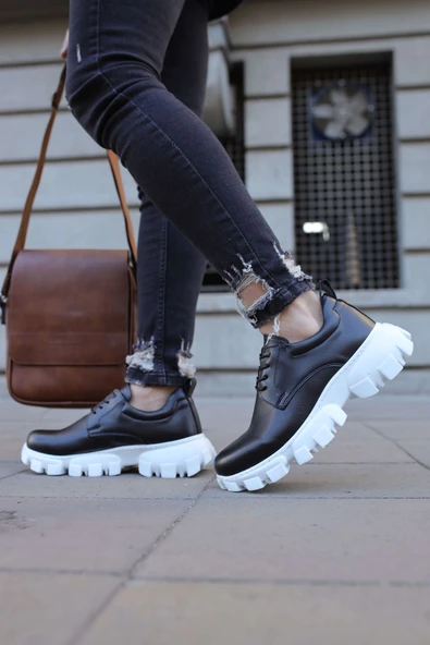 Pabucmarketi Bağcıklı Yüksek Taban Erkek Günlük Ayakkabı Siyah - Resim 4