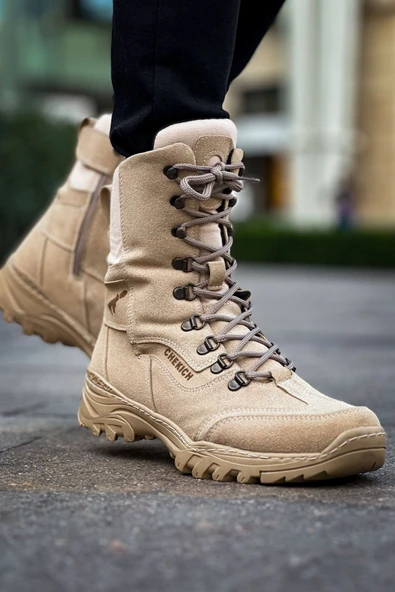 Pabucmarketi Fermuarlı Bağcık Detaylı Erkek Sneaker Bot Kum ürün görseli