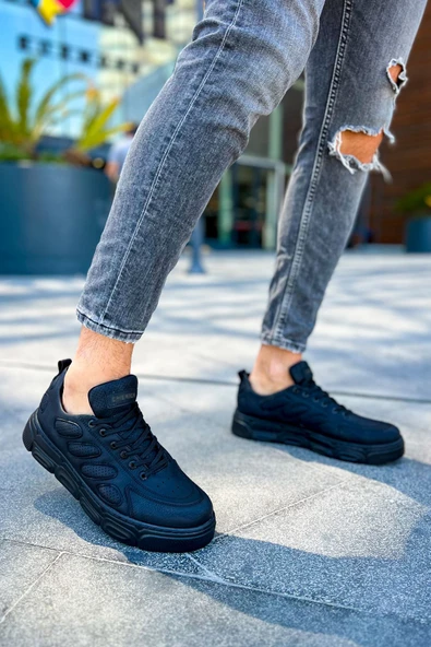 Pabucmarketi Bağcıklı Erkek Günlük Ayakkabı Siyah - Resim 3