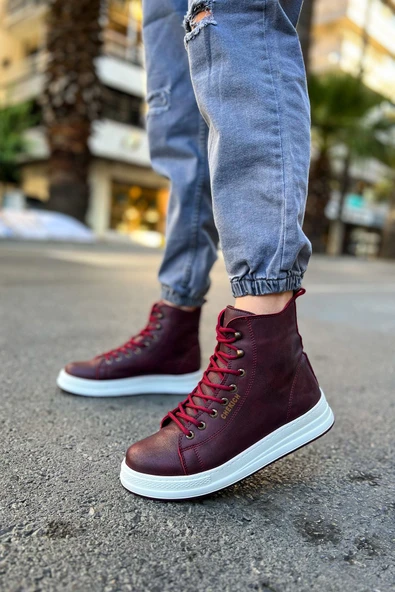 Pabucmarketi Bağcıklı Erkek Sneaker Bot Bordo