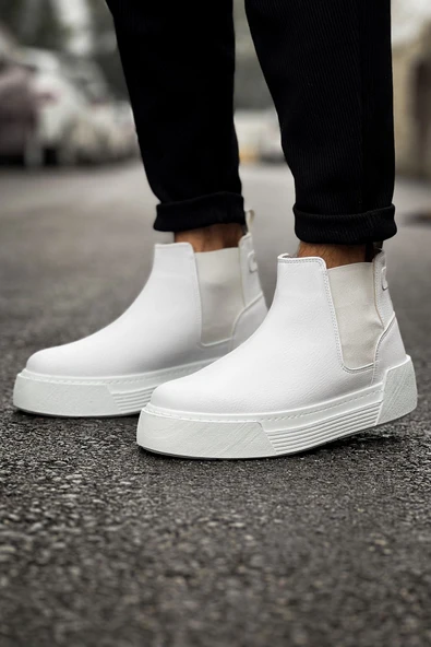 Pabucmarketi Lastikli Erkek Chelsea Bot Beyaz - Resim 3