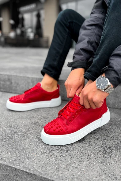 Pabucmarketi Bağcıklı Erkek Günlük Ayakkabı Kırmızı - 4