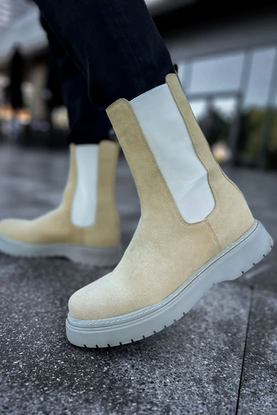 Pabucmarketi Lastikli Erkek Chelsea Bot Kum Süet - 3