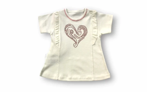 Lenaca 3-6 6-9 9-12 12-18 Ay Kalp Baskılı Uzun Kollu Sweatli 2li Kız Bebek Takımı - Resim 2