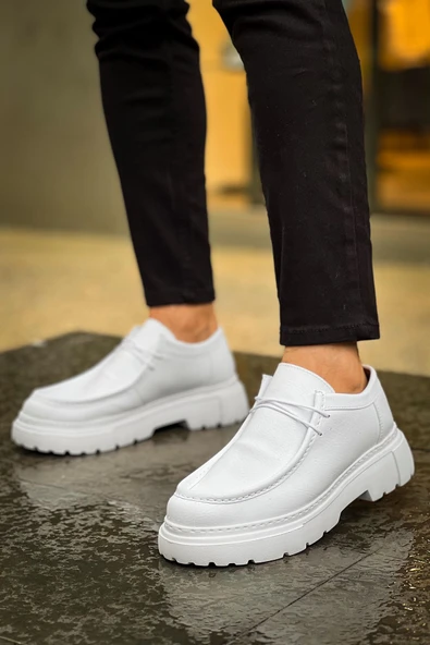Pabucmarketi Bağcıklı Erkek Günlük Ayakkabı Beyaz - Resim 2