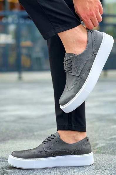 Pabucmarketi Bağcıklı Erkek Günlük Ayakkabı Antrasit - Resim 2